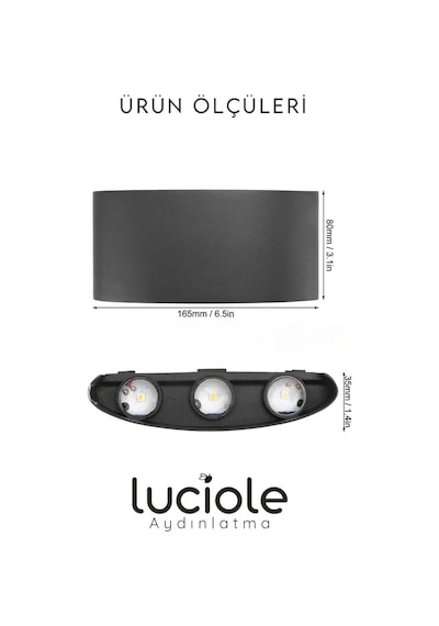 Onerous Amber Led Aplik, Pilli, Siyah Renk