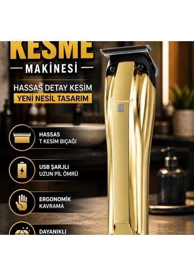 Usb Şarjlı Profesyonel Saç Sakal Kesme Makinesi Hassas Bıçaklı Kablosuz Bakım Cihazı