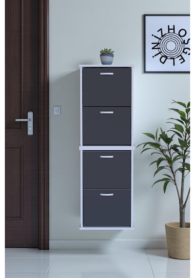 Eliusta Slim 4 Düşer Kapaklı 52 Cm Antrasit Asma Ayakkabılık Kapı Önü/antre 52x156x26 Cm Ayakkabılık Antrasit Eliusta Slim 4 Düşer Kapaklı 52 Cm Antrasit Asma Ayakkabılık Kapı Önü/antre 52x156x26 Cm Ayakkabılık Antrasit
