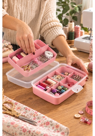 Porsima 1192-2 Premium 12 Bölmeli Çok Amaçlı Organizer Saklama Ka Pembe