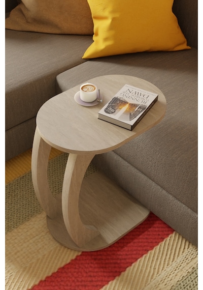 Oval Traverten C Sehpa Modern,tekerlekli Yan Sehpa Salon, Ofis, Yatak Odası Traverten