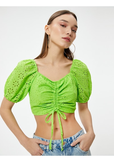Koton Balon Kol Crop Bluz Fistolu Önden Bağlama Detaylı Büzgülü Astarlı Sarı 3sal60229ıw Sarı Koton Balon Kol Crop Bluz Fistolu Önden Bağlama Detaylı Büzgülü Astarlı Sarı 3sal60229ıw Sarı
