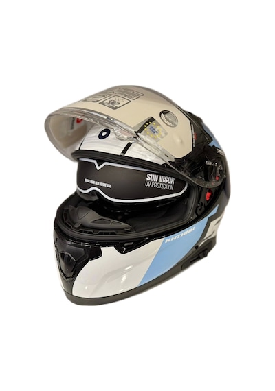 Shiro Katana Sv S Power Kapalı Kask Beyaz - Lacivert - Mavi
