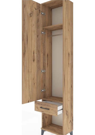 Arges Dolap 2 Raflı Tek Çekmeceli Tek Askılı 44x30x221 Çam-çam Çam