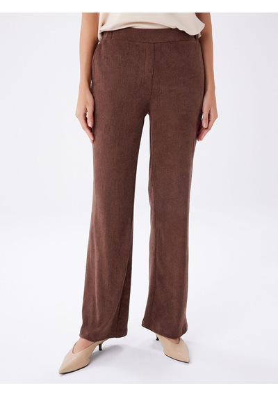Faik Sönmez Beli Lastikli Kendinden Dokulu Wıde Leg Fıt Örme Pantolon W27pnt025 Uw27pnt02530 Kahve