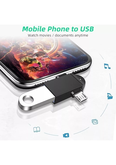 Alfais 4965 Micro Usb Type-C Otg Dönüştürücü Çevirici Adaptör 496