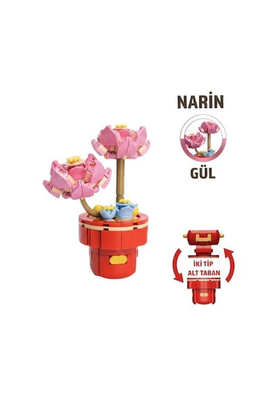 Dostoys Yapı Taşı Serisi Çiçek Yapım Seti Narin Gül 175 Parça