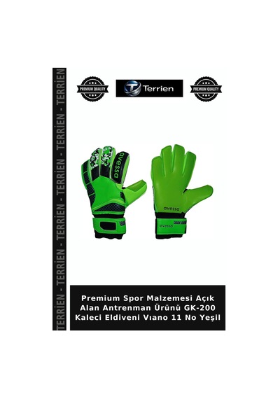 Premium Spor Malzemesi Açık Alan Antrenman Ürünü Gk-200 Kaleci Eldiveni Vıano 11 No Yeşil