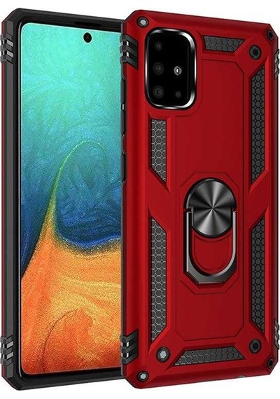 Samsung Galaxy Uyumlu A51 Kılıf Tank Zırh Yüzüklü Mıknatıslı Standlı Kapak Vega