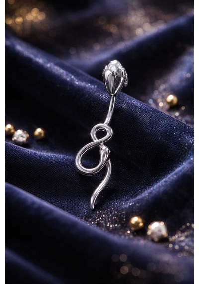 316l Cerrahi Çelik Göbek Piercing Zirkon Taşlı Sallantılı Kadın Piercing Paslanmaz Kararmaz Figürlü Fashion Özel Tasarım Göbek Piercing Modeli - 19 Gümüş