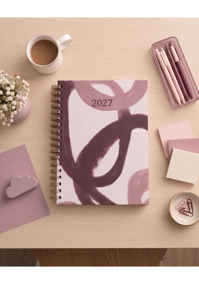 Lizy 2027 Günlük Spiralli Sert Kapak 17x24 Cm Ajanda Model-1 Pembe