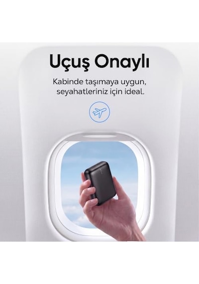 10000mah 22.5w Usb-a + Usb-c Powerbank Taşınabilir Hızlı Şarj Cihazı Siyah Altın - Siyah