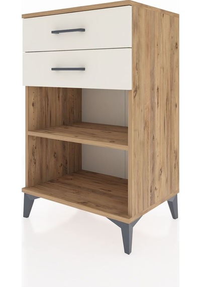 Hyperion Komodin Tek Raflı 2 Çekmeceli 60x44x96 Çam-aytaşı Çam