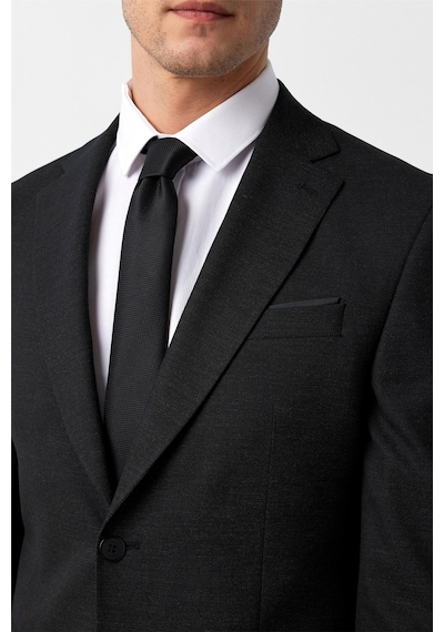 Süvari Siyah Slim Fit Desenli Mono Yaka 6 Drop Klasik Takım Elbise