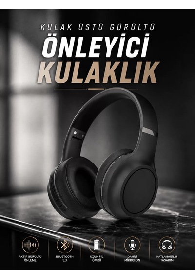 Kulak Üstü Kablosuz Bluetooth Kulaklık Gürültü Önleyici Ayarlanabilir Mh-hs3611-0144