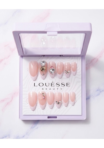 Louésse Crystal Kiss Takma Tırnak 12 Li Pembe French Kalp Taş Detaylı Zarif Nail Set