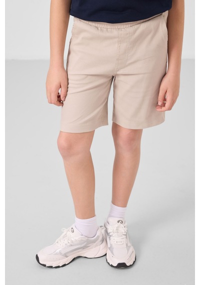 Lacivert-taş Pamuklu Oversize Fit Dokuma Hafif Esnek Chino Erkek Çocuk Şort Takım - 11279 Lacivert