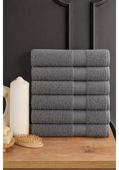 Güvenal Blanc 6'lı 50x90cm El Yüz & Saç Havlusu Seti Havlu El Havlusu Banyo Havlusu I Çeyiz Havlusu - Antrasit