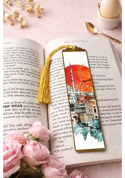Kitap Kılıfı Ve Metal Ayraç Seti İstanbul Günbatımı