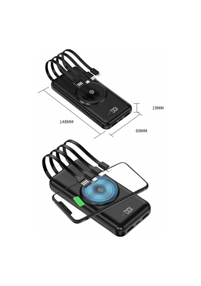 Mey İthalat Wireless Powerbank 10000 Mah Led Ekranlı Dahili Kablolu Hızlı Şarj Diğer 06693271