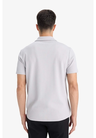 Defacto Regular Fit Polo Yaka Yarım Fermuarlı Pilise Kısa Kollu Tişört B7355ax25augr184 Gri