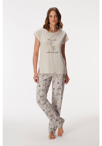 Anıl Man11383-1007 Anil Ev Giyim Man11383 11383 Kadın T-shirt Ve Pantolon Takım Gri
