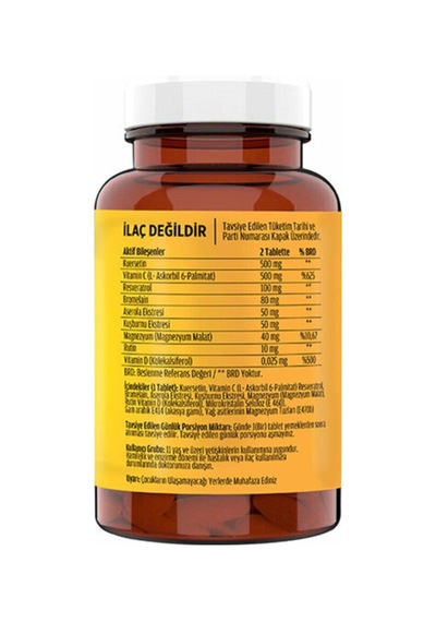 60 Tablet Quercetin Kuersetin Aserola Magnesium Resveratrol Ester C Vitaminini Complex