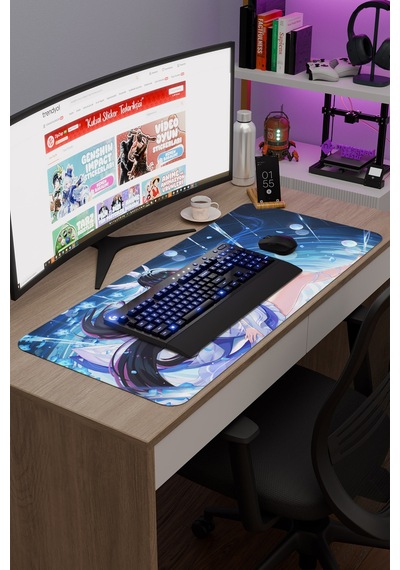 Columbina Damselette Genshin Impact Anime Oyuncu V3 - 90x40 Xxl Gaming Mouse Pad Fare Altlığı