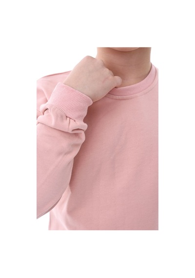 Zuzunga Basic Bisiklet Yaka Şardonlu Çocuk Sweatshirt 3-10 Yaş Pudra