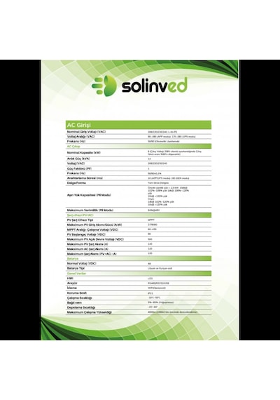 Solinved Gordion Serisi 6kw 48v Mppt Off-grıd İnverter
