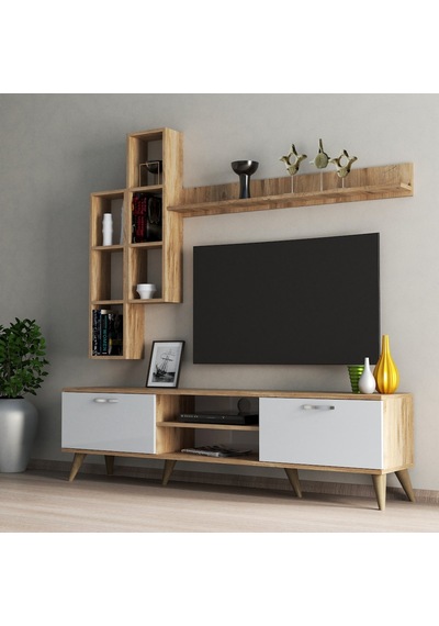Mega 180 Lik Kitaplıklı Raflı Tv Ünitesi Çam-Beyaz - Tvu0303 Mega 180 Lik Kitaplıklı Raflı Tv Ünitesi Çam-Beyaz - Tvu0303