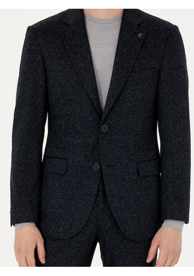 Cacharel Lacivert Slim Fit Yün Karışımlı Klasik Ceket