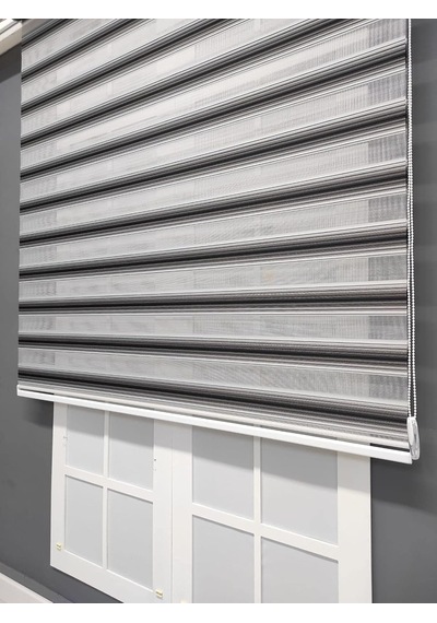 Siyah Gri Geçişli Zebra Stor 200x200 Çok Renkli