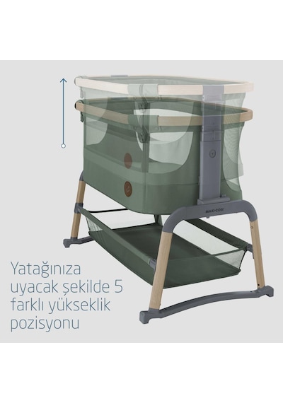 Maxi-Cosi Iora Air Sallanabilen Ahşap Görünümlü Anne Yanı Beşik Beyond Green