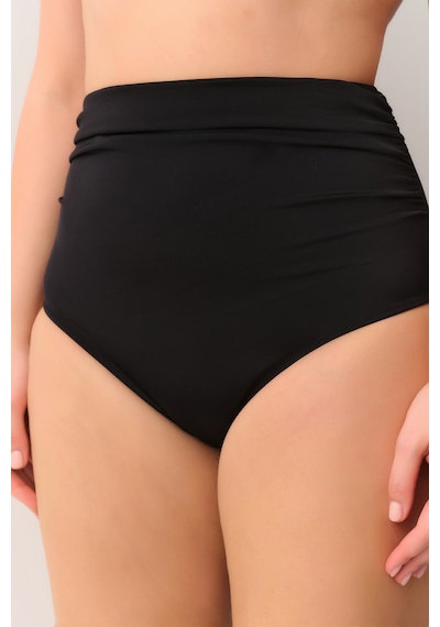 Suwen Yüksek Bel Drapeli Bikini Alt Sbn26980012 Siyah
