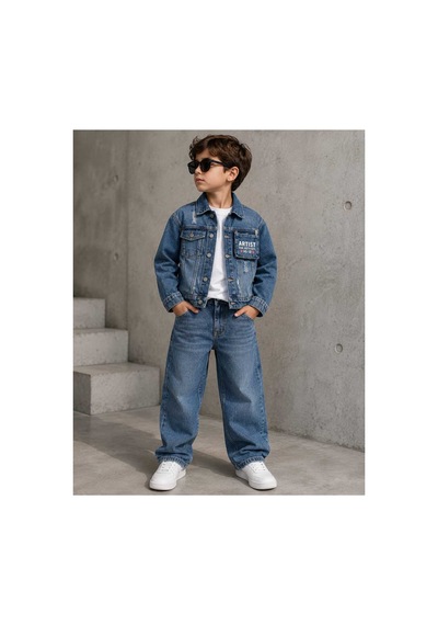 Toikids Erkek Çocuk Kot Ceket Pantolon Takım Mavi