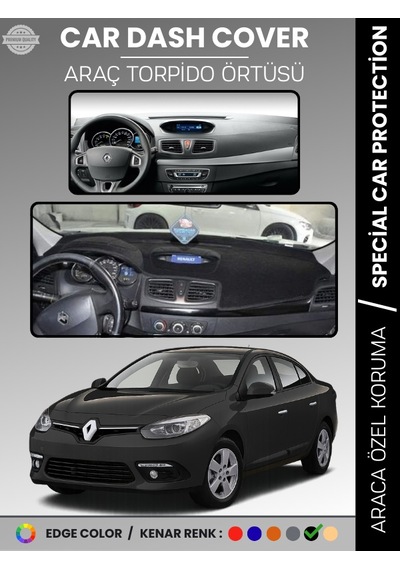 Renault Fluence Navigasyonsuz Küçük Ekranlı 2009-2013 Torpido Örtüsü Göğüs Koruma - 498 Stiloto
