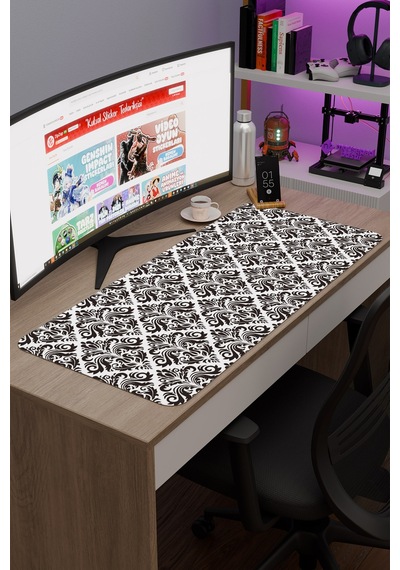 Türk Çini Kaymaz Dikişli Kauçuk Oyuncu Mousepad V5 - 90x40 Xxl Gaming Mouse Pad Fare Altlığı