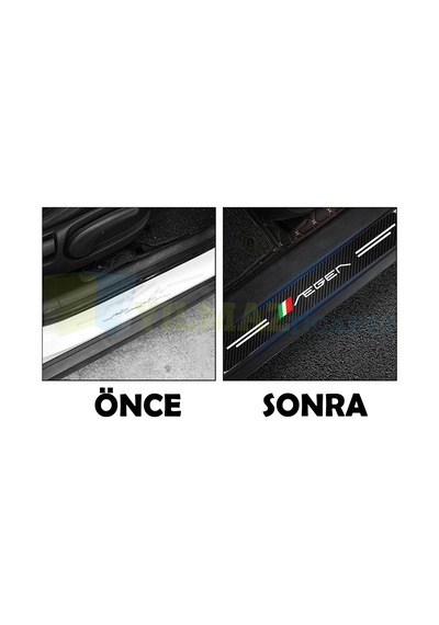 Fiat Egea Karbon Kapı Eşiği Koruma Oto Sticker Etiket 4 Parça