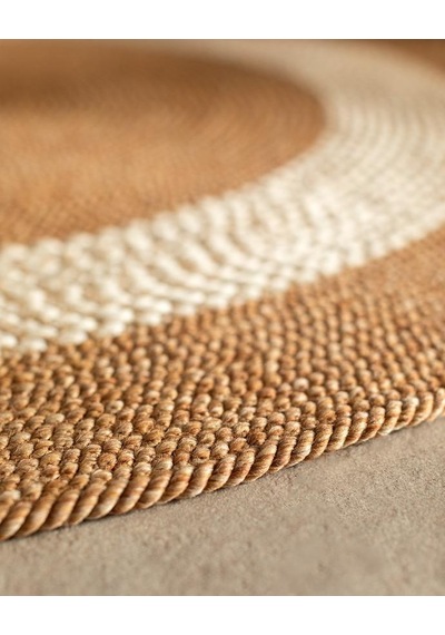 Madame Coco Alsace Yuvarlak Kilim 120 CM Naturel - Krem