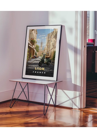 Çerçevesiz Poster Lyon'un Şirin Sokakları Ve Vespa