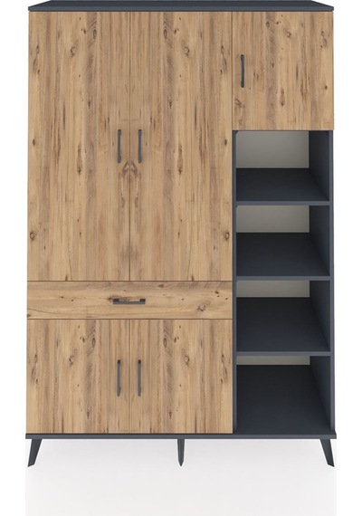 Hyperion Dolap 10 Raflı Tek Çekmeceli 5 Kapaklı 132x44x195 Antrasit-çam/çam Atlas Çam/atlas Çam Hyperion Dolap 10 Raflı Tek Çekmeceli 5 Kapaklı 132x44x195 Antrasit-çam/çam Atlas Çam/atlas Çam
