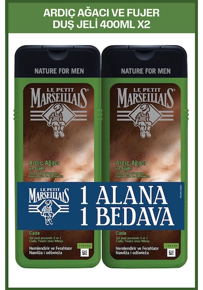 Le Petit Marseillais Men Ardıç Ağacı ve Füjer Duş Jeli 400 ml x2