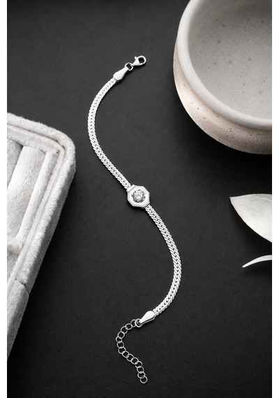 Çekirdekjewelry 925 Ayar Gümüş Hasır Serenay Bileklik Gri
