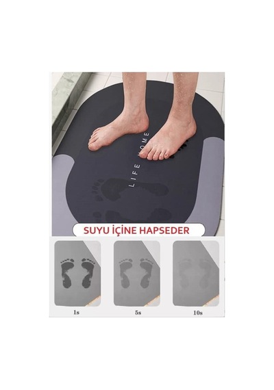 Buççin Online Mağaza Süper Su Emici Kaymaz Taban Oval Banyo Paspası Diatomik Banyo Lavabo Su Emici Paspas 60 X 39 Cm Kauç Çok Renkli