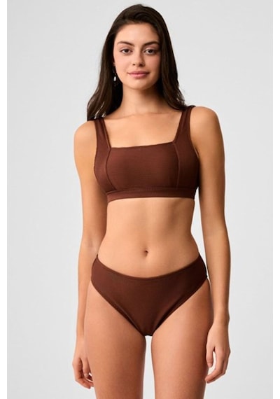 Kom Kadın Düz Renk Çıkarılabilir Kaplı Dokulu Kumaşlı Büstiyer Bikini Takımı Kahverengi Kom Kadın Düz Renk Çıkarılabilir Kaplı Dokulu Kumaşlı Büstiyer Bikini Takımı Kahverengi