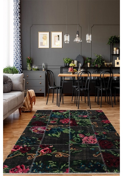 Efes 2302 Patchwork Yumuşak Doku Leke Tutmayan Modern Halı Kilim Çok Renkli