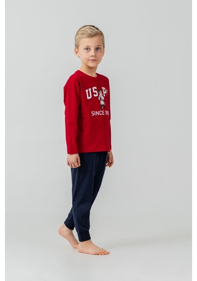 U.S. Polo Assn. Erkek Çocuk Pijama Takımı Baskılı Kırmızı Uzun Kol Pijama Takımı Us2639-c-v2 Us2639-c-v2