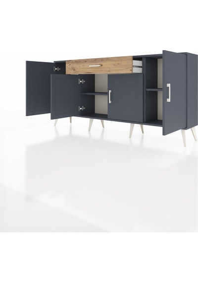 Arges Konsol 3 Raflı Tek Çekmeceli 4 Kapaklı 176x30x83 Antrasit-antrasit/çam Antrasit/çam Arges Konsol 3 Raflı Tek Çekmeceli 4 Kapaklı 176x30x83 Antrasit-antrasit/çam Antrasit/çam