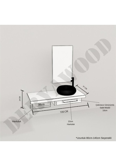 Deryawood  Genüs Ahşap Banyo Rafı 40*140*76 Açık Ceviz Çok Renkli
